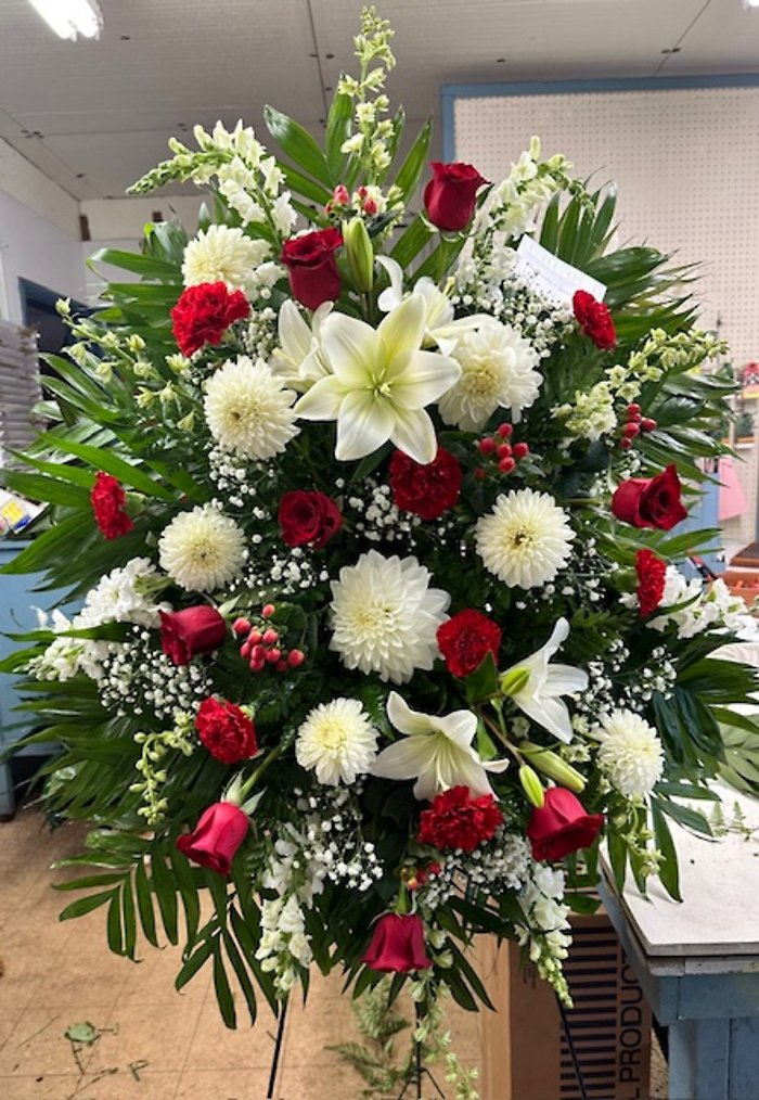 Red and White Standing Spray